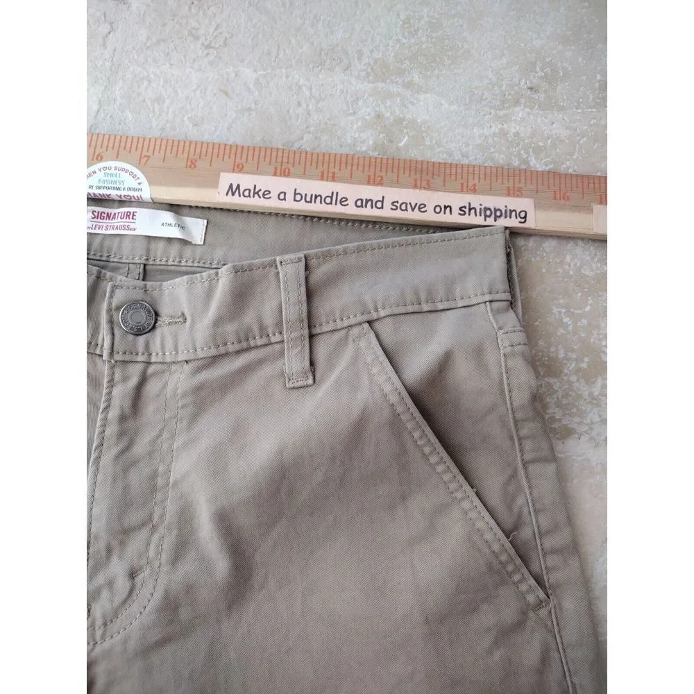 Levi's Jeans Men's 29X30 Tan Twill Stretch‎ Athletic Zip Pocket Straight Leg